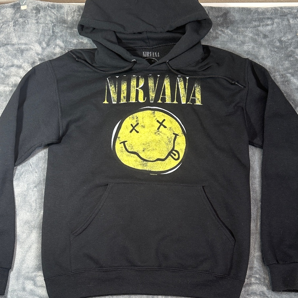 NIRVANA Black Sweater with Yellow Smiley